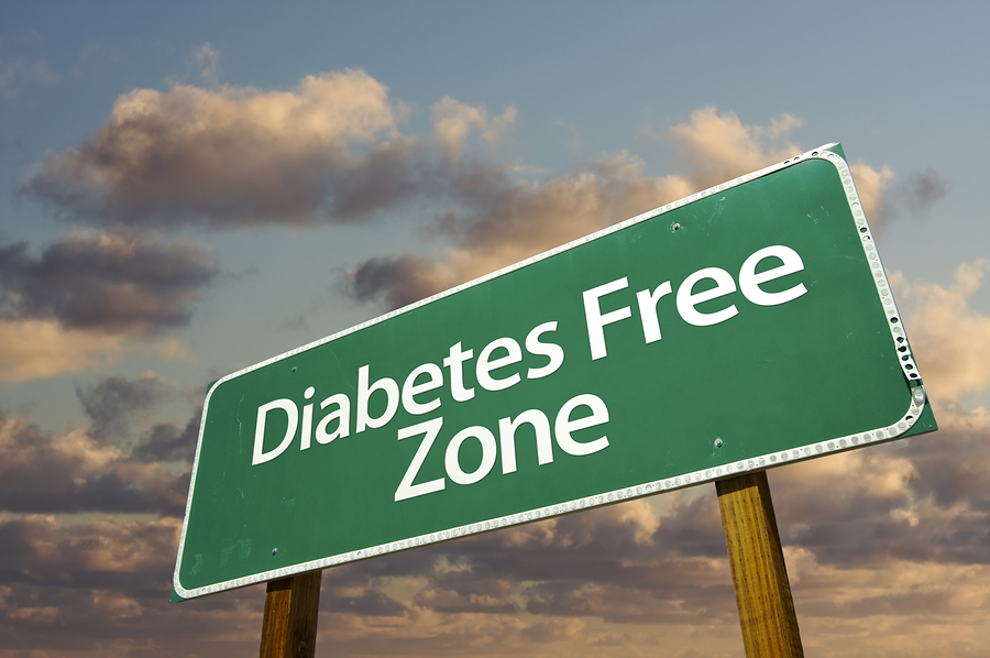 Diabetes Free Zone Green Road Sign And Clouds